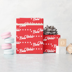 Papier Cadeau Buon Natale Joyeux Noël Rouge Blanc