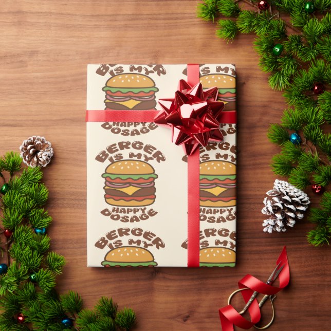Papier Cadeau Burger est mon heureux dosage vintage (Cadeau de vacances)