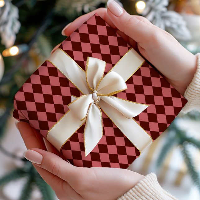 Papier Cadeau Burgundy Argyle Wrapping Paper (Créateur téléchargé)