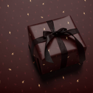 Papier Cadeau Burgundy ballerina and reindeer wrapping paper
