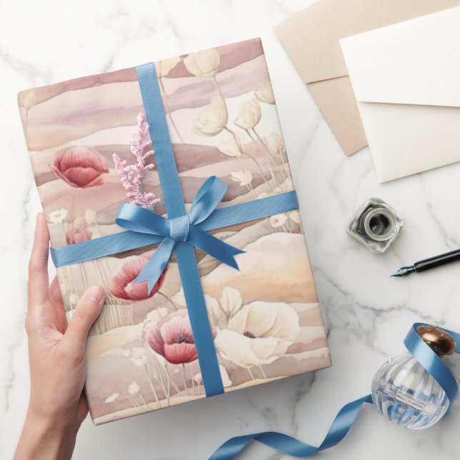 Papier Cadeau Burgundy Crème Blush Fête des mariées Florale (Cadeaux)