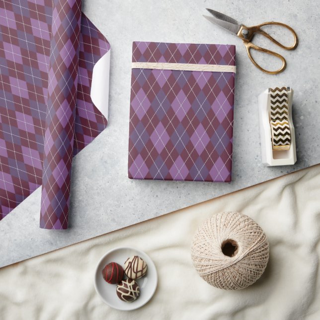 Papier Cadeau Burgundy et Purples Jacquard Classic Golf (Artisanat)