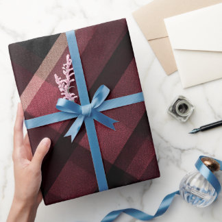 Papier Cadeau Burgundy foncé à carreaux noir motif carreau de br