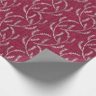Papier Cadeau Burgundy Maroon Linen Argent Sparkly Laurel