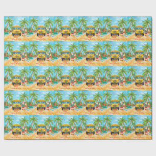 Papier Cadeau Bus Scolaire Noël avec le Père Noël