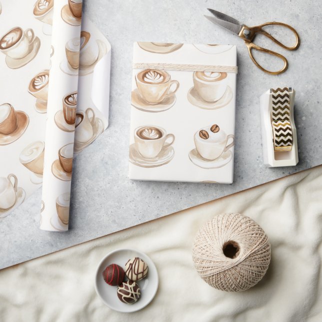 Papier Cadeau But First, Coffee Cups (Artisanat)
