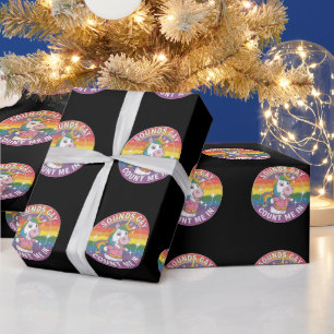 Papier Cadeau Ça a l'air gay, comptez-moi, licorne, arc-en-ciel,