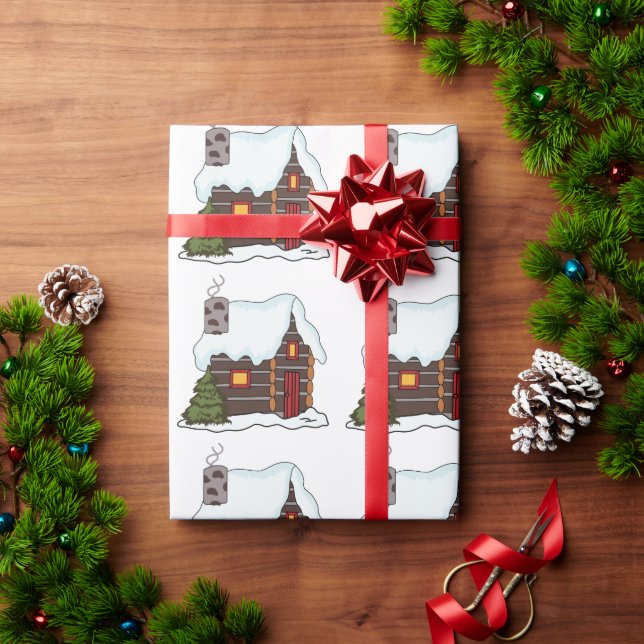 Papier Cadeau Cabine de journal en hiver (Cadeau de vacances)