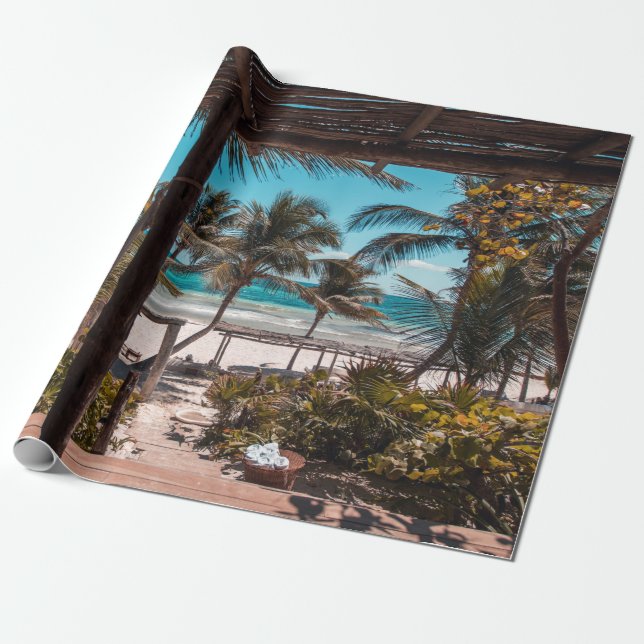 Papier Cadeau Cabine Nipa sous les cocotiers (Déroulé)