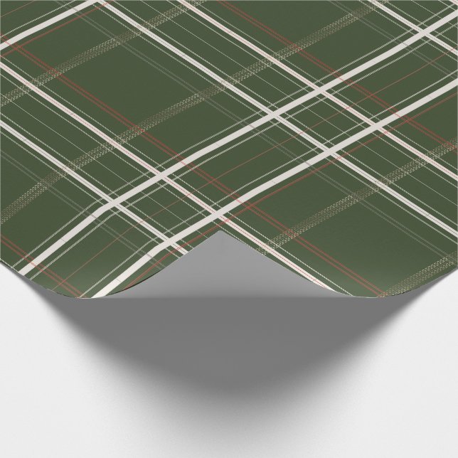 Papier Cadeau Cabine traditionnel Plaid Cosy Gold Vert Noël (Coin)
