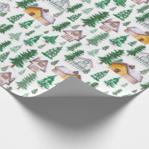 Cabines douillets en Pine Forest Motif aquarelle
