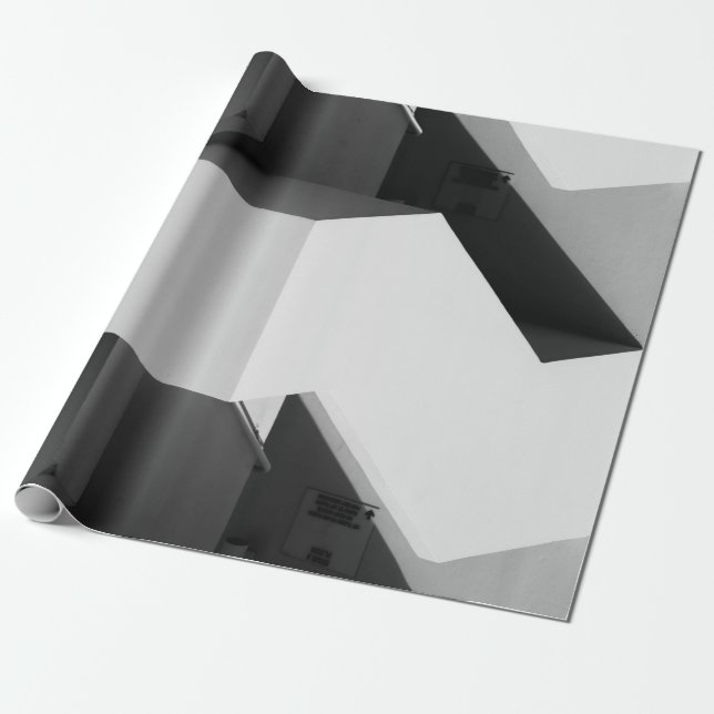 PAPIER CADEAU CABINET EN BOIS BLANC ET NOIR (Déroulé)