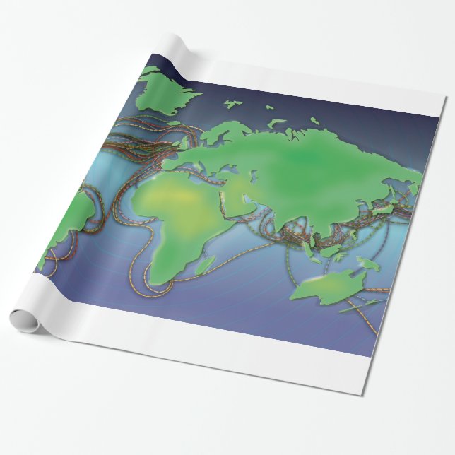 Papier Cadeau Câbles mondiaux - Câbles sous-marins (Déroulé)