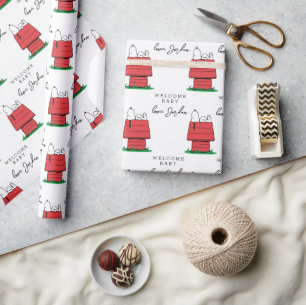 Papier Cadeau cacahuètes   Snoopy Dog House  Baby shower