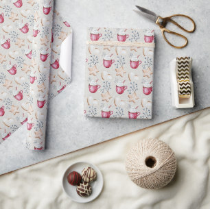 Papier Cadeau Cacao Chaud De Noël Et Cookies Aquarelle