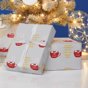 Papier Cadeau Cacao chaud drôle et fête de Noël festive de Noël 
