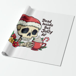 Papier Cadeau Cacao Chaud Xmas Skull AF Joyeux Mais Mort à l'Int