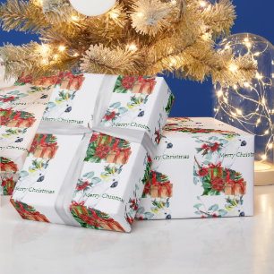 Papier Cadeau Cacatoès blanc présente Joyeux Noël