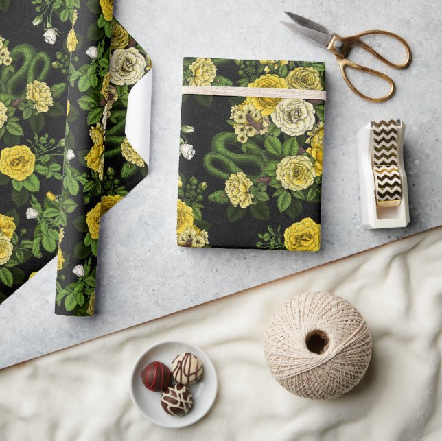 Papier Cadeau Caché en rose, jaune et vert (Artisanat)