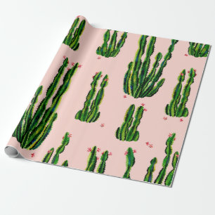 Papier Cadeau Cacti seamless pattern watercolor. Cactus in bloss