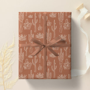 Papier Cadeau Cactus Boho Occidental Méridional Chaud Neutre Arg