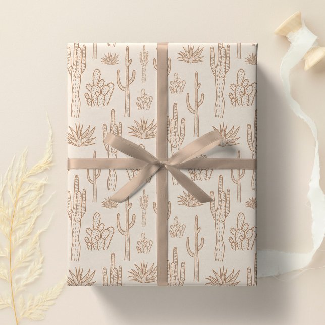 Papier Cadeau Cactus Boho Ouest Sud Désert Chaud Neutre (Créateur téléchargé)