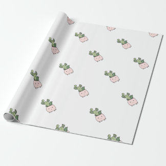 Papier Cadeau Cactus de sourire succulent dans le pot de fleurs