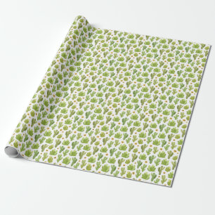 Papier Cadeau Cactus du désert vert : Aquarelle transparente