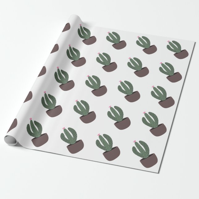 Papier Cadeau Cactus en pot (Déroulé)