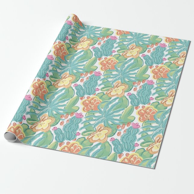 Papier Cadeau Cactus et plante. (Déroulé)