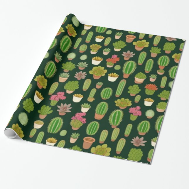 Papier Cadeau Cactus et Succulent Wonderland (Déroulé)