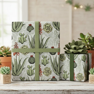 Papier Cadeau Cactus et succulents du désert vert de l'Ouest