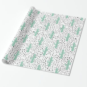 Papier Cadeau Cactus et triangles abstraits artistiques modernes