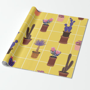 Papier Cadeau Cactus mignon été brillant dans de nombreuses sort