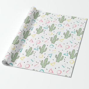 Papier Cadeau Cactus moderne memphis cactus fleurs désert floral