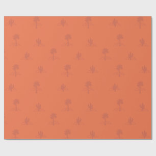 Papier Cadeau Cactus Rétro de Palm Springs aux Couleurs Terreuse