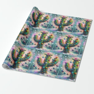 Papier Cadeau Cactus Saguaro de Noël découpage fantaisiste