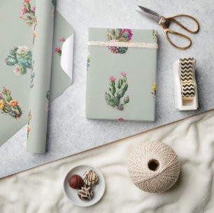 Papier Cadeau Cactus Saguaro Succulente Tropical