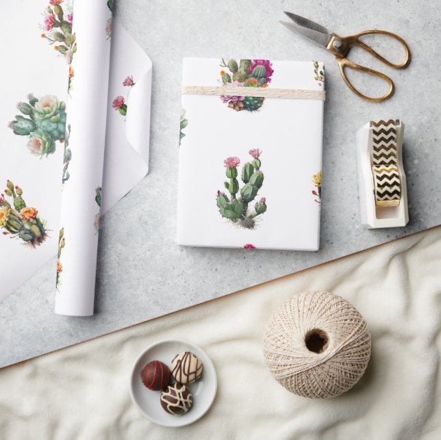 Papier Cadeau Cactus Succulente Tropicale (Artisanat)