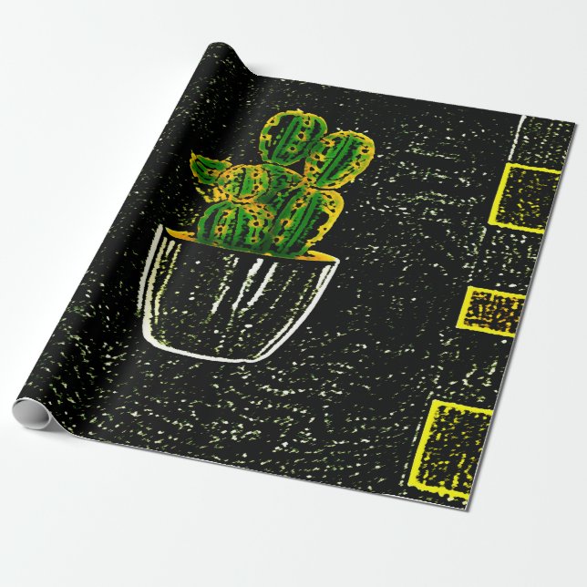 Papier Cadeau Cactus tirés (Déroulé)