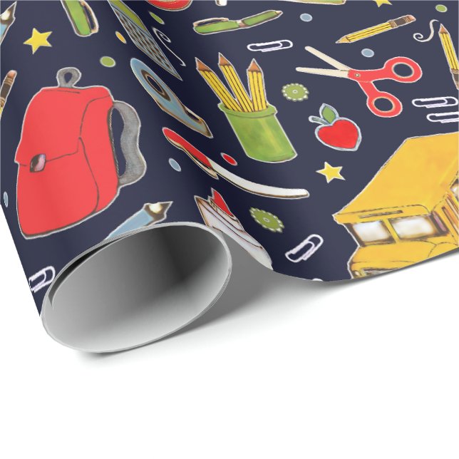 Papier Cadeau Cadeau à thème de l'école (Coin rond)