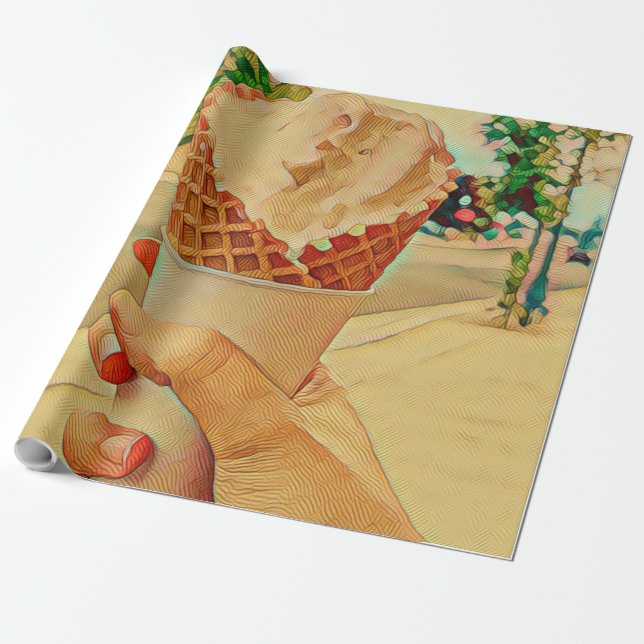 Papier Cadeau Cadeau amoureux de crème glacée (Déroulé)