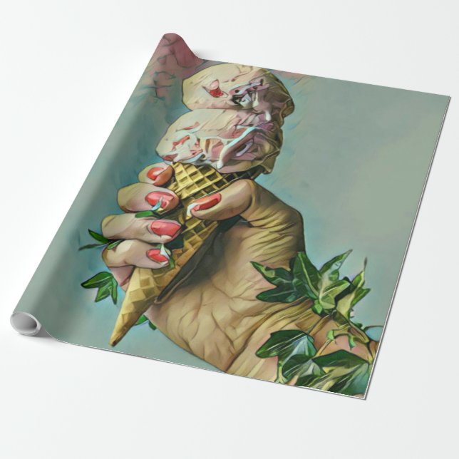 Papier Cadeau Cadeau amoureux de crème glacée (Déroulé)