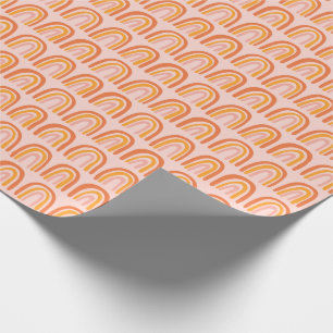 Papier Cadeau Cadeau Arc-en-ciel Motif rose orange