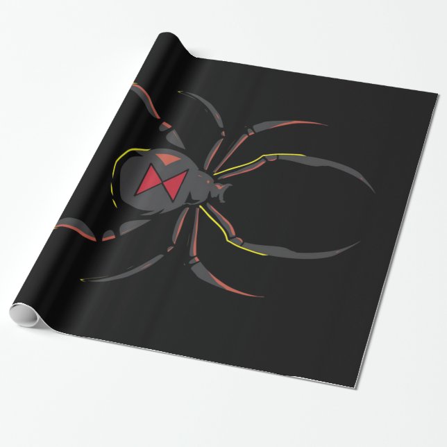 Papier Cadeau Cadeau Black Widow Spider | Amateurs d'araignée (Déroulé)