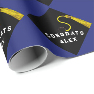 Papier Cadeau Cadeau Bleu Graduation