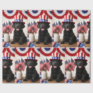Papier Cadeau Cadeau Chapeau de l'Oncle Sam Lab noir Patriotique