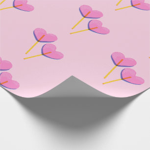 Papier Cadeau Cadeau cœur sucette rose