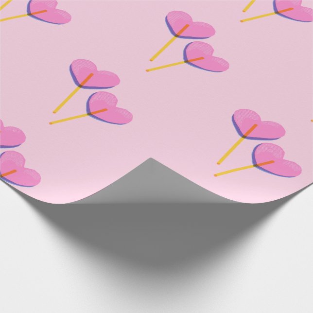 Papier Cadeau Cadeau cœur sucette rose (Coin)
