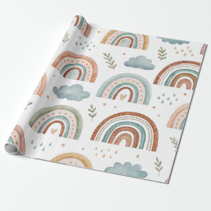 Papier Cadeau Cadeau d'anniversaire Arc-en-ciel Aquarelle Bohème